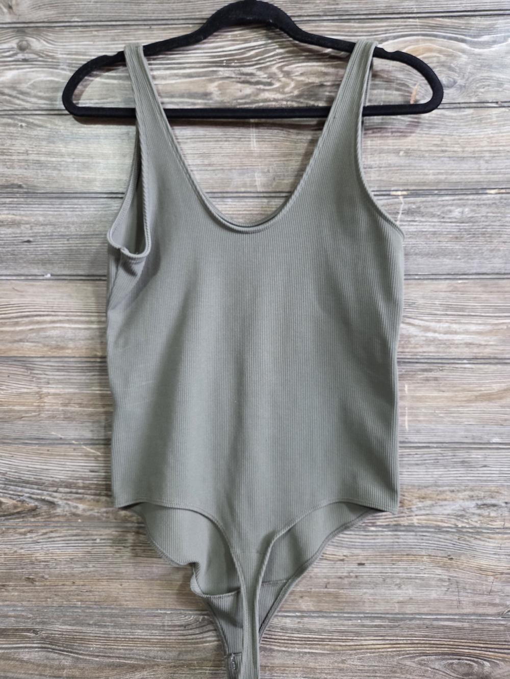 Abercrombie & Fitch Olive Green Scoop Neck Bodysuit Size Large - Picture 2 of 4